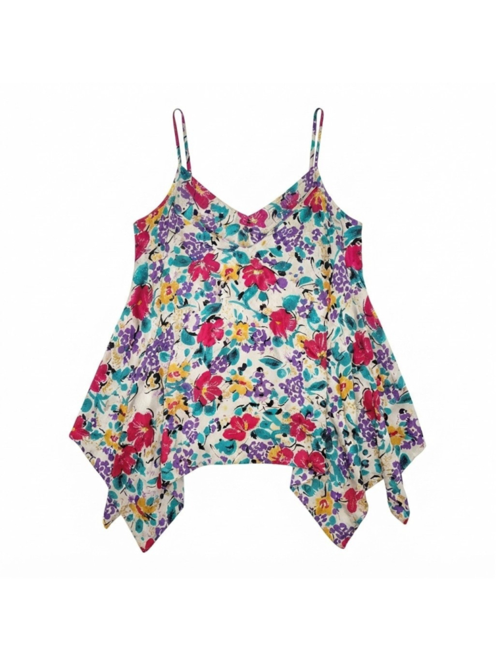 Vintage Style Twelfth Street by Cynthia Vincent 100% Silk Floral Camisole M Drap